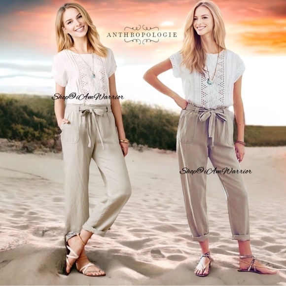 Anthropologie {Cartonnier) linen paper bag waist pants *shop@iamwarrior - Picture 1 of 9